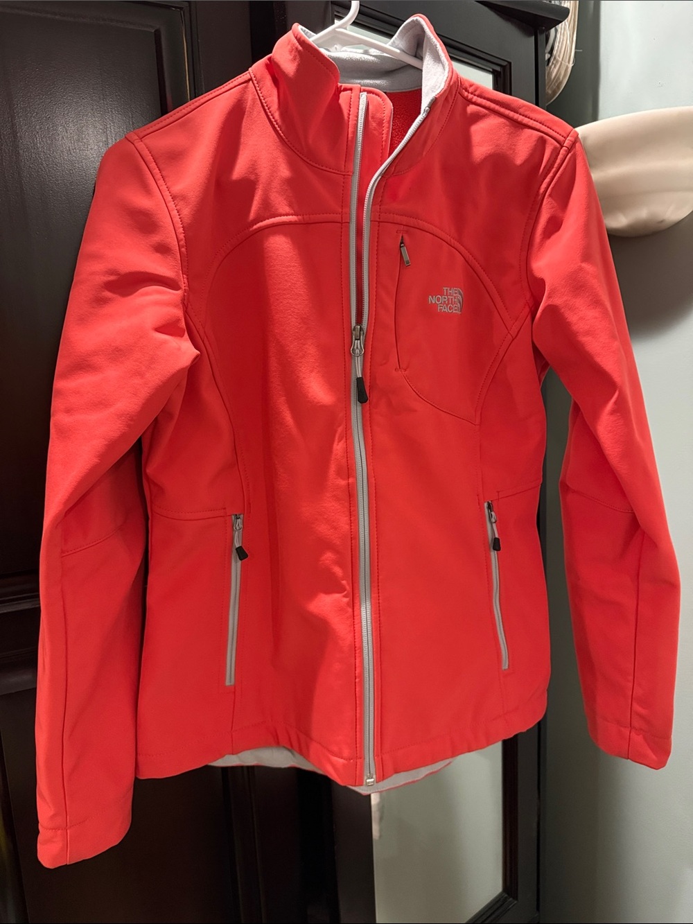 The North Face Coral-Red Softshell Jacket